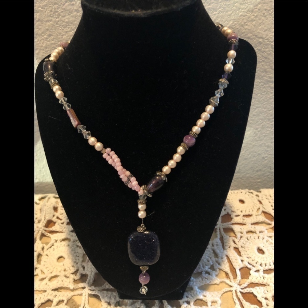 Pearl Purple Topaz Beads Large Topaz Pendant 24” Gift Giving Beautiful